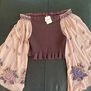 Free People Boho off the shoulder crop top